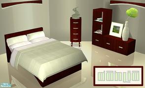 Sims 2 — Dahlia Bedroom by PureElements — This elegant bedroom has a charming mix of dark wood and light textures. 5 new
