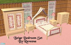 Sims 2 — Beige Bedroom Set by Raveena — This is a recolor of Dincer's Gustavian bedroom set. There are 3 different