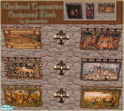 Sims 2 — Medieval Horizontal Tapestry by Simaddict99 — New mesh- horizontal 2 tile tapestry to match the Maxis one.
