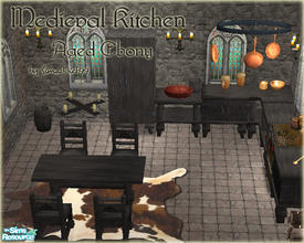 Sims 2 — Medieval Kitchen Aged Ebony Recolor by Simaddict99 — aged ebony wood recolor of my medieval kitchen. Mesh files