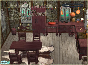 Sims 2 — Medieval Kitchen Dark Wood Recolor by Simaddict99 — dark wood recolor of my medieval kitchen set. requires my