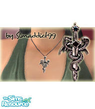 Sims 2 — Sword & Dragons by Simaddict99 — Silver Sword and Dragons Pendant requires Dr. Pixels Alpha necklace mesh,