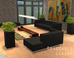 Sims 2 — Orizzonte Living by Murano — Puristic livingroom includes among other things a couch system and decorative