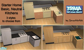Sims 2 — Starter Home Kitchens - TSRAA by Simaddict99 — 3 finishes for the value counter and matching appliances