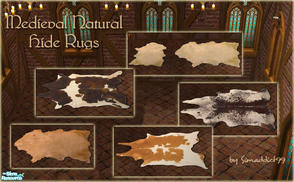 Sims 2 — Medieval Natural Hide Rugs by Simaddict99 — Collection of 5 natural hide rugs for your medieval homes (also