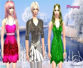 Sims 2 — Fantasy Dress Set by skystars5 — Three adult fantasy dresses. Similar to the dress worn by Tinker Bell and also