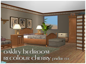 Sims 2 — Oakley Cherry Bedroom by Padre — Recolour of the Oakley bedroom in a cherry wood with a hint of green. Please