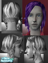 Sims 2 — short asymetric curly hair violet by Trash — i made this out of the mesh from the link