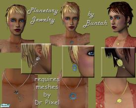 Sims 2 — Planetary Jewelry by buntah — Perfect jewelry for that jet-setting interplanetary traveller. Earrings and