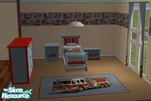 Sims 2 — Boys Bedroom - Firetruck by clairkp — Every little boy loves fire engines. You can now indulge your boy sim with