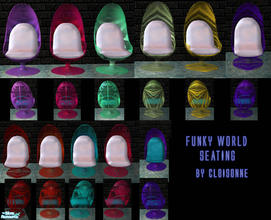 Sims 2 — Funkyworld Seating by Cloisonne — A set of semi transparent patterned egg seats to add some funky color to any