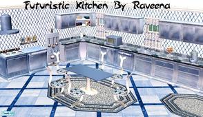 Sims 2 — Futuristic Kitchen by Raveena — A kitchen of the future in an iridescent ice blue color. Thanks to Dincer for