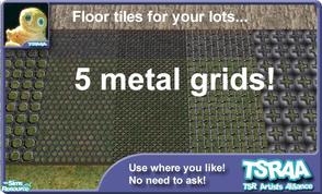 Sims 2 — Metal Grid Floor Tiles by Cyclonesue — A set of 5 transparent, metal grid floor tiles for your lots. Homecrafter