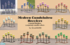 Sims 2 — Candelabra Recolors by Simaddict99 — 18 wonderful recolors of my Modern Candelabra mesh. 9 metal finishes for