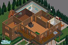 Sims 1 — Cabin in the Pines by Texanne63 — A deluxe 3 0r 4 bedroom, 3 bath Log home deep in the Pines. Features include a
