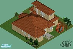 Sims 1 — The Sims House Nine by patchover — This home has three bedrooms and four bathrooms. Upstairs is a game room. The