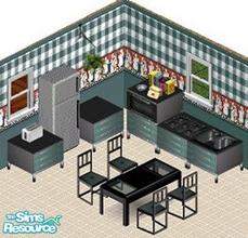 Sims 1 — French Modern Kitchen 3 by STP Carly — Includes: Chair, Counter, Table, Decorative Oven, Stove, Sink, Oven