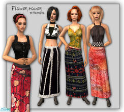Sims 2 — FS 56 - Flower Power by katelys — One new mesh and 4 hippie styled outfits for adult women. Hope you enjoy:)