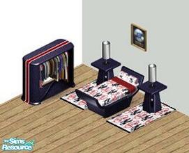 Sims 1 — Yankees Room by STP Carly — Includes: Bed, Endtable, Rug, Wardrobe