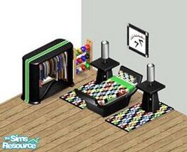 Sims 1 — Soccer Boys Room by STP Carly — Includes: Bed, Rug, Wardrobe