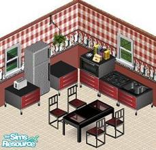 Sims 1 — French Modern Kitchen 4 by STP Carly — Includes: Chair, Counter, Table, Decorative Oven, Stove, Sink, Oven