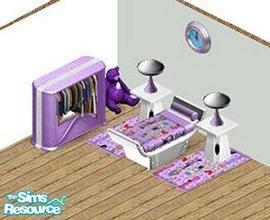 Sims 1 — Girltalk Room by STP Carly — Includes: Bed, Rug, Wardrobe, Lamp, Endtable