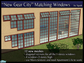 Sims 2 — New Gear City - Matching Windows Set by Spaik — Matching windows for Maxis New Gear City windows. The set