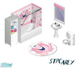 Sims 1 — Mr. Bubble Bath by STP Carly — Includes: Rug, Toilet, Sink, Tub/Shower Combo, Mirror, Light, Cabinet