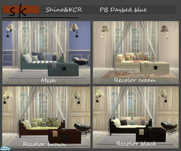 Sims 2 — PB Daybed blue by ShinoKCR — Small set with Daybed(Sofa, Canopy, Wallamps (OFB) and Coffeetabletrunk also