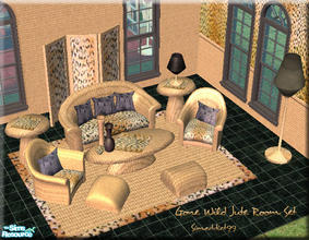 Sims 2 — Gone Wild Jute Room Set by Simaddict99 — A jute and leopard print recolor of my "Cozy Wicker