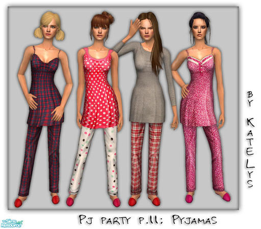 Sims 2 — FS 54 - PJ Party 2 - Pyjamas by katelys — 1 new mesh and 4 recolors