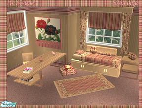 Sims 2 — Mira Oala Lilac by Eisbaerbonzo — Mira\'s beautiful teen room in red and ginger. Rug is based on a SimsinParis