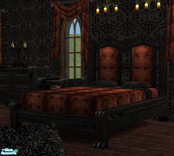 Sims 2 — Claws of Darkness Double Bed by Simaddict99 — Uses Maxis \"claws of Darkness Throne\" textures