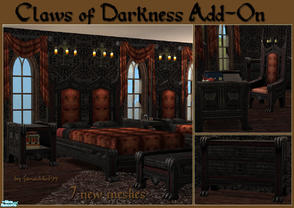 Sims 2 — Claws of Darkness Add-On Set by Simaddict99 — 7 new meshes to match Maxis Apartment Life Evil Witch objects.