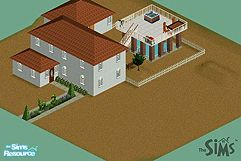Sims 1 — Viction by blindedside — House includes, bedroom, bathroom, small pool and gaming room, also a patio area.