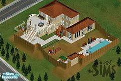 Sims 1 — Claude's estate by blindedside — Includes,two bedrooms, 4 bathrooms (2 outhouses), pool and little game room.