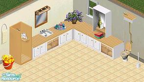 Sims 1 — Tammy Bathroom Set by sgandra — Includes: Shower, Toilets, Counters(2), violets, wall towel, toilets brush,