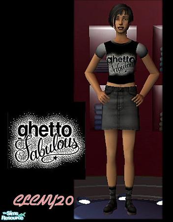 Sims 2 — Ghetto Fab. Tee by clcny20 — A ghetto fabulous logoed tee for teen girls.