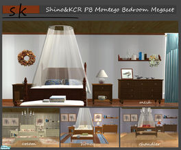 Sims 2 — PB Montego Bedroom Megaset by ShinoKCR — Includes the Meshes and Recolors Cream, Honey and Chandlerwood. The