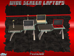 Sims 2 — Wide Screen Laptops by paulajedi — Wide Screen Laptops - silver, red, and tan. The screen really works! Each