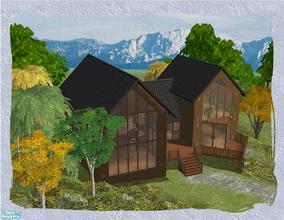 Sims 2 — Woodland Alpine by Cyclonesue — A spacious log cabin with 3 bedrooms and 3 bathrooms.