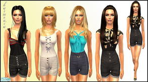 Sims 2 — Summer High Waist Hotpants Set by Harmonia — 5 Different High Waist Style