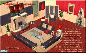 Sims 2 — Modern Livingroom Set by Simaddict99 — Modern leather and natural wood livingroom. Set includes 15 new meshes.
