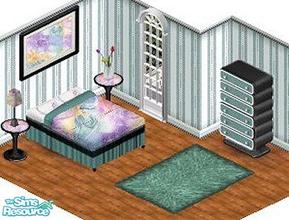 Sims 1 — Valentine Lovebed Set by STP Carly — Includes: Dresser, Endtable, Lamp(s), Lovebed, Rug