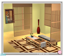 Sims 2 — Tea Room by DOT — Tea Room. 6 Meshes Plus recolors. Tea Set on Tray, Large Floor Vase, Bench Seat, and Coffee