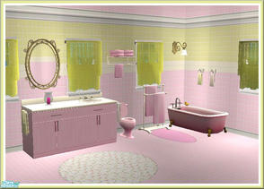 Sims 2 — Pretty Pink Bath by Henwen — I have made four matching room sets in pink and green that would make great