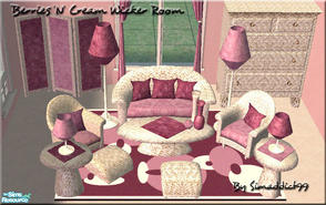 Sims 2 — Berries'N'Cream Wicker room set by Simaddict99 — one of three new recolors of my "Cozy Wicker