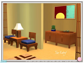 Sims 2 — Tea Entry by DOT — Tea Entry. 5 Meshes plus recolors. Cabinet, Table Lamp, Living Chair, Plant and Framed