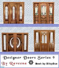Sims 2 — Designer Doors - Series 9 by Raveena — Mahogany doors with matching sidelights.