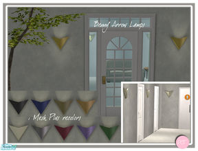 Sims 2 — Benny Arrow Lamps by DOT — Benny Arrow Wall Lamps. Great inside or outside Sim homes. 1 mesh plus recolors. Sims